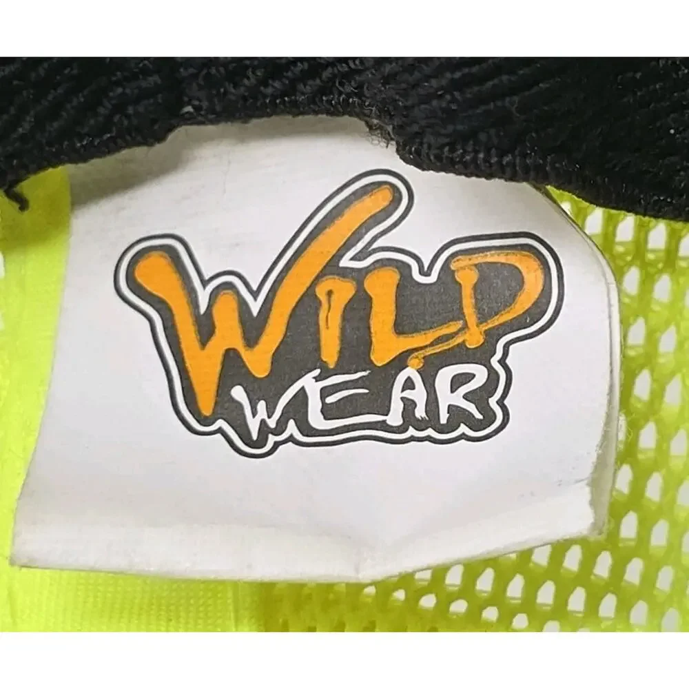 Wild Wear‎ Truck Stuff Neon Yellow Gray Stretch Baseball Hat Cap